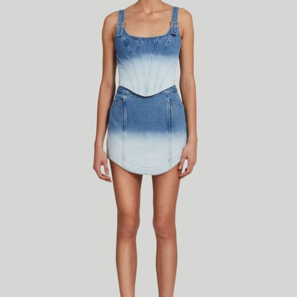 NWT Amanda Uprichard Raisa Denim Top - Picture 7 of 8